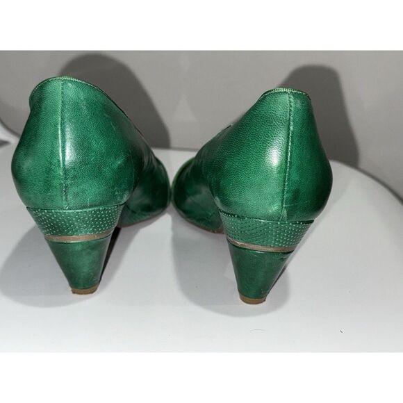 Miz Mooz Ruby Pump Women's Leather Heel Round Toe Retro 40's 50's Green Sz 10 - Picture 4 of 7